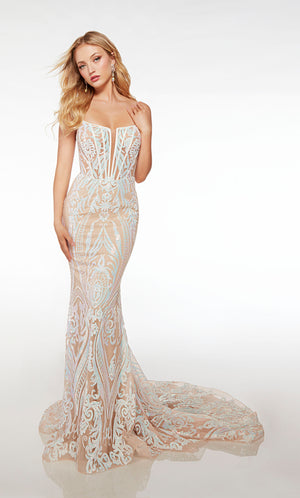 UNK-61724. Long, Plunging Neckline, Fit And Flare image 2