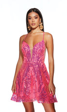 UNK-3775. Short, Plunging Neckline, A-line image 0
