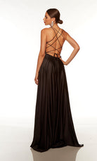 UNK-1748. Long, Plunging Neckline, A-line, Strappy Back image 1