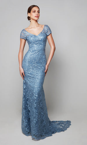 UNK-27602. Long, V-neck, Fit N Flare, V Shaped Back image 0