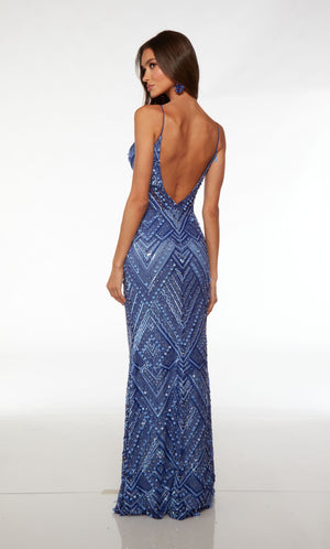UNK-61609. Long, V-neckline, Straight/Fitted, V-shaped Back image 1