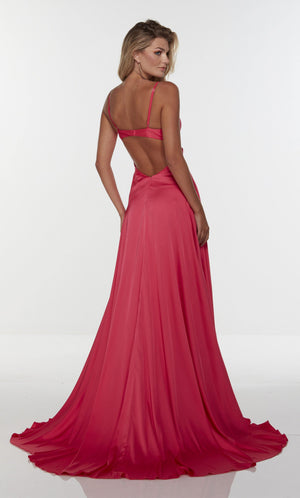 UNK-61140. Long Cut Out Dress, V-neck, Flowy image 1