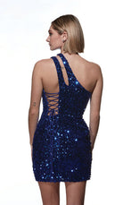 UNK-4913. Short, One Shoulder, Straight, Lace-up Back image 4