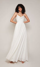 UNK-7100. Long, Cowl Neck, A-line, Open Back image 5