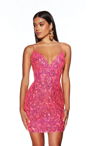 UNK-4900. Short, V-neck, Straight, Strappy Back image 3