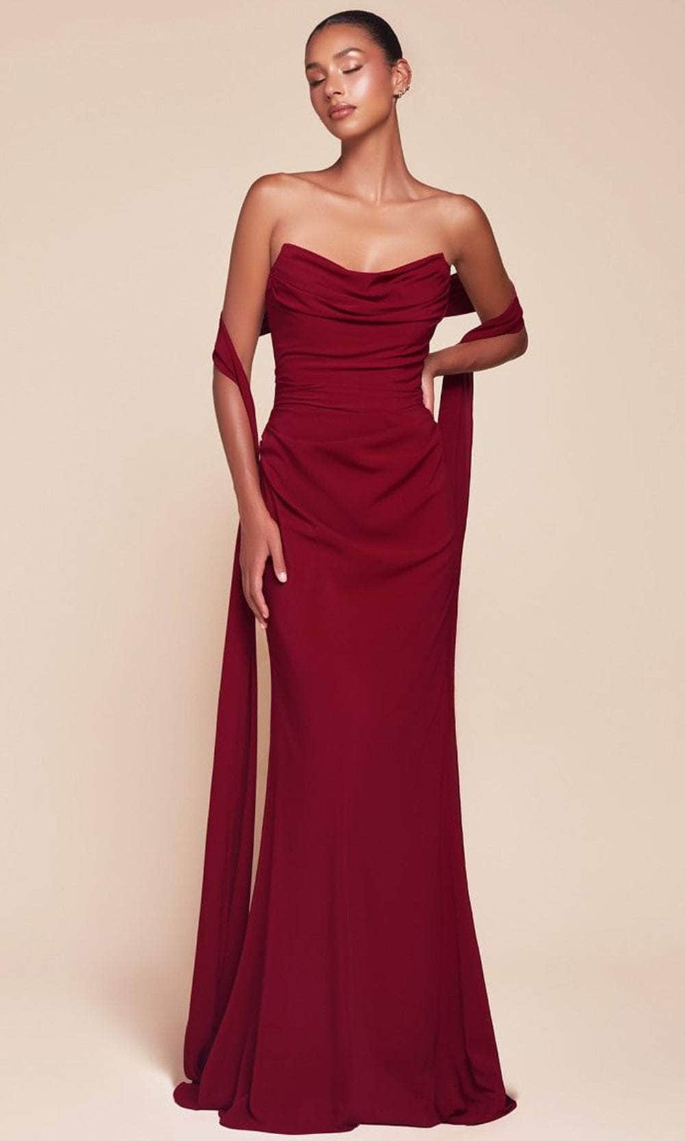 Cinderella Divine 7433 - Chiffon Sash Long Gown Silhouette Bridal & Formal Cinderella Divine 7433 - Chiffon Sash Long Gown Silhouette Bridal & Formal