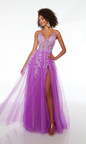 UNK-61562. Long, V-neck, A-line, Open Back image 0