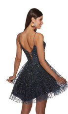 UNK-3771. Short, Plunging Neckline, A-line image 1
