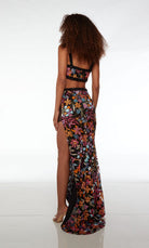 UNK-61689. Long, V-neckline, Straight, Closed Back image 1