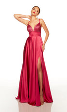 UNK-1746. Long, Plunging Neckline, A-line, Open Back image 0