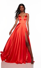 UNK-1745. Long, Plunging Neckline, Flowy, Lace Up Back image 2