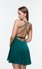 UNK-3112. Short, Plunging Neckline, A-line image 3