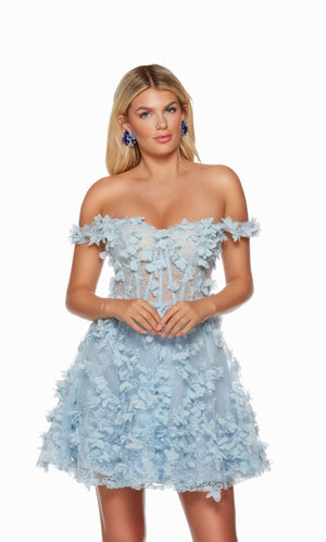 UNK-3172. Short, Off The Shoulder, A-line, Closed Back image 2