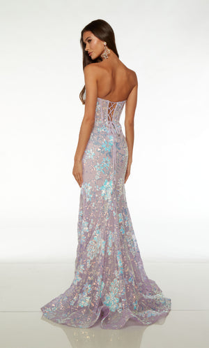 UNK-61505. Long, Strapless, Fit And Flare, Lace-up Back image 1