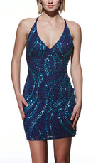 UNK-4640. Short, V-neck, Straight, Strappy Back image 15