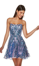 UNK-3773. Short, Strapless, A-line, Lace Up Back image 3