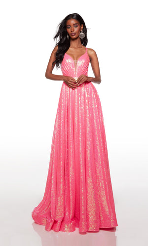 UNK-61398. Long, Plunging Neckline, A-line image 5