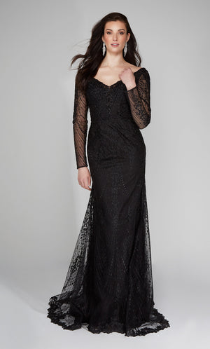 UNK-7030. Long Bridal Gown, V-neck, Fit N Flare image 9