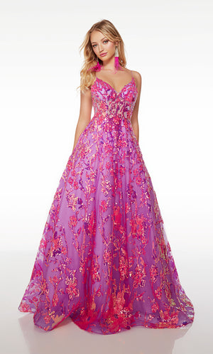 UNK-61516. Long, V-neckline, Ballgown, Open Back image 0