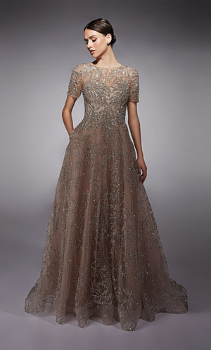 UNK-27726. Long, Illusion Neckline, A-line image 2