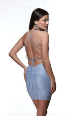 UNK-4855. Short, V-neck, Straight, Strappy Back image 1