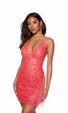 UNK-4624. Short, Plunging Neckline, Straight, Open Back image 11