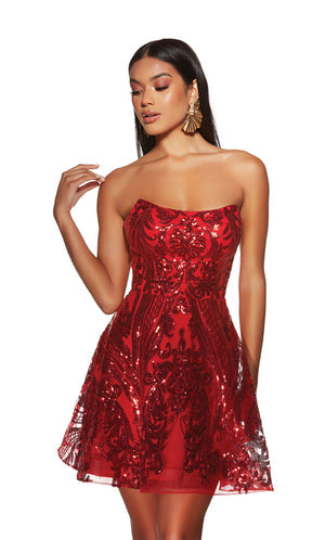 UNK-3773. Short, Strapless, A-line, Lace Up Back image 6