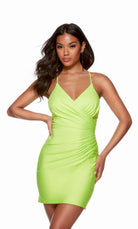 UNK-4706. Short, V-neck, Straight, Strappy Back image 3