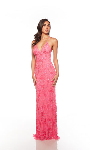 UNK-88006. Long, V Neckline, Straight, Open Back image 6