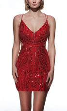 UNK-4838. Short, V-neck, Straight, Strappy Back image 4