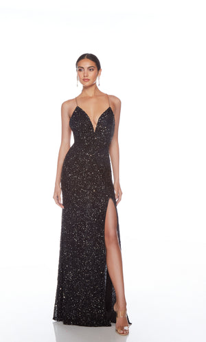 UNK-88010. Long, Plunging Neckline, Straight, Open Back image 0