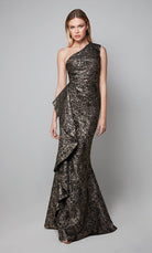 UNK-27620. Long, One Shoulder, Fit N Flare, Closed Back image 2