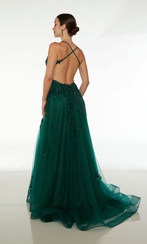 UNK-61574. Long, Scoop Neck, A-line, Open Back image 1