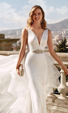 UNK-7019. Long, Plunging Neckline, Fit and Flare image 0