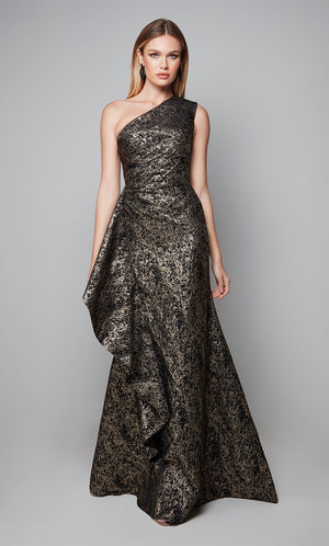 UNK-27620. Long, One Shoulder, Fit N Flare, Closed Back image 6