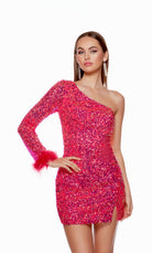 UNK-4752. Short, One Shoulder, Straight, Closed Back image 6