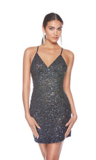 UNK-84009. Short, V Neckline, Straight image 2