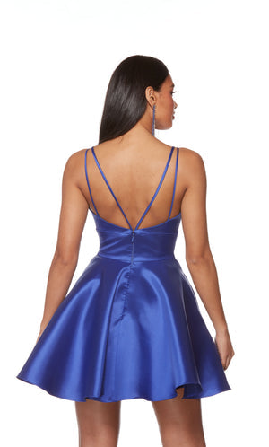 UNK-3168. Short, V-neck, A-line, Strappy Back image 1