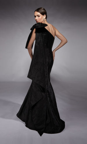 UNK-27731. Long, One Shoulder, Fit N Flare, Closed Back image 1