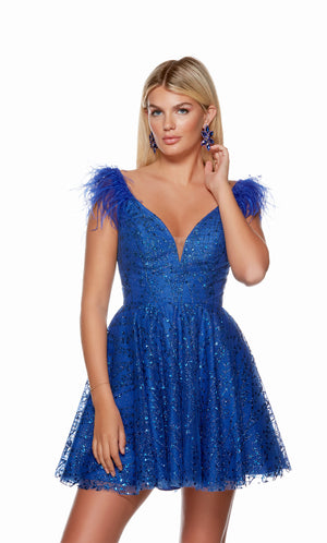 UNK-3151. Short, Plunging Neckline, A-line image 0
