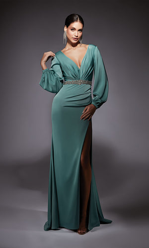 UNK-27696. Long, V-neck, Straight, V Shaped Back image 0