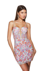 UNK-4881. Short, Plunging Neckline, Straight image 6