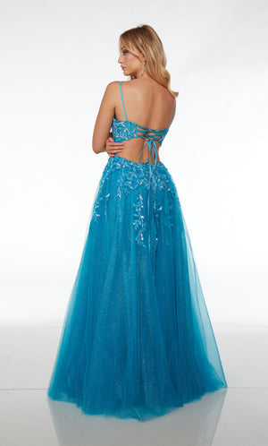 UNK-61623. Long, Plunging Neckline, A-line, Open Back image 1