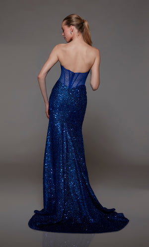 UNK-1775. Long, Strapless Neckline, Fit N Flare image 4