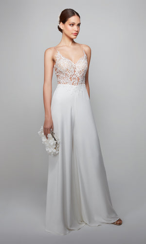 UNK-70017. Long, V-neck, Jumpsuit, Closed Back image 3