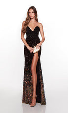 UNK-61337. Long, Strapless, Straight, Lace Up Back image 2