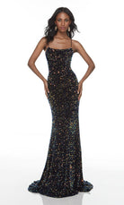 UNK-61181. Long Strappy Back Dress, Square Neckline, Straight image 2