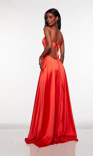 UNK-1745. Long, Plunging Neckline, Flowy, Lace Up Back image 4