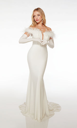 UNK-61726. Long, Off The Shoulder Plunging, Fit And Flare image 2