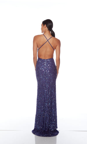 UNK-88009. Long, V Neckline, Straight, Open Back image 1